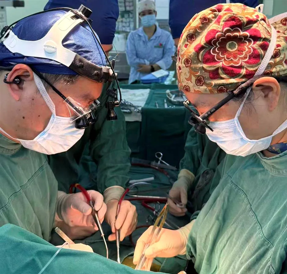 Hospital-supplied pediatric cardiac transplant operating-room photograph from an individual 2026 case; not a treatment guarantee