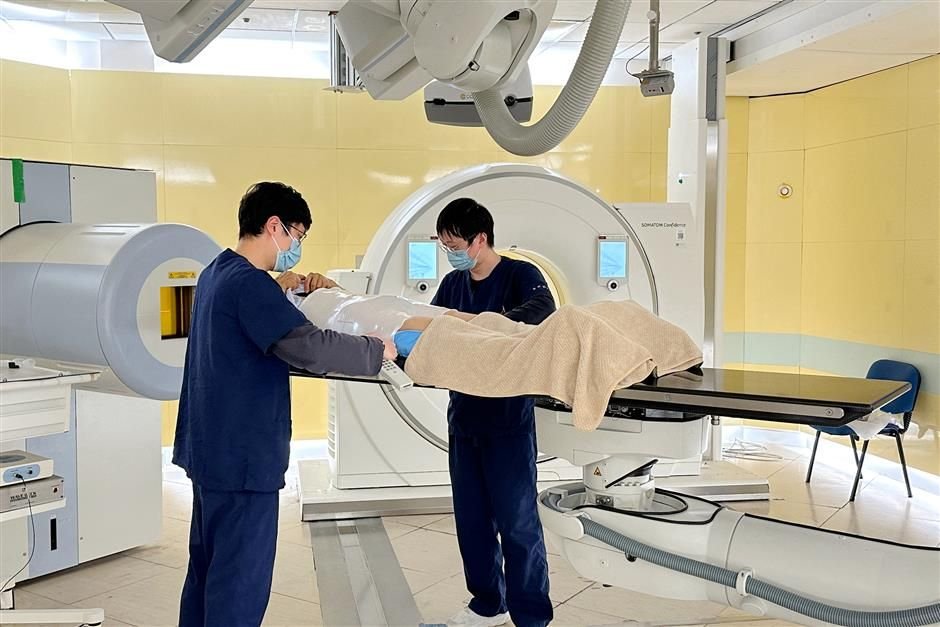 Radiotherapy treatment room photographed for the Shanghai municipal hospital directory